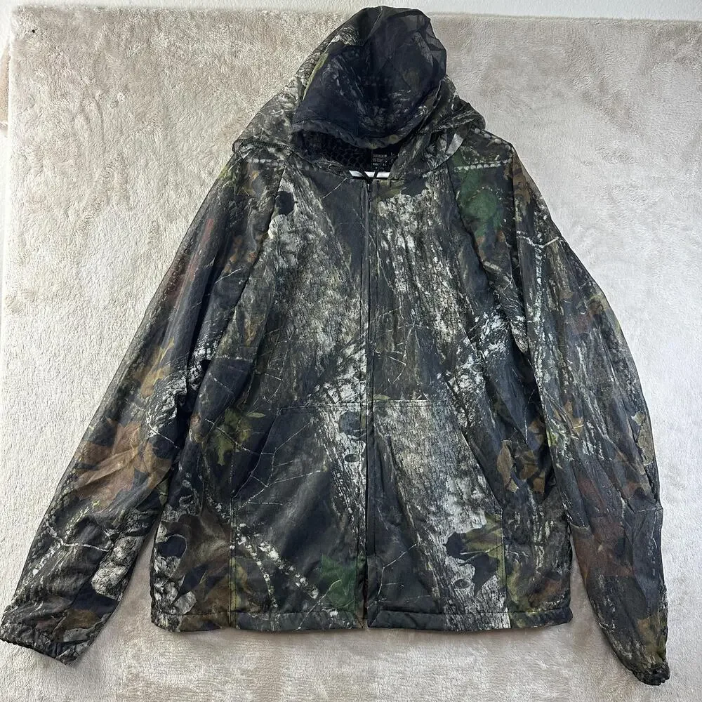 Shannon Outdoors Jacket Mens Large Green Camo Bug Tamer Plus Hooded Mesh Hunting